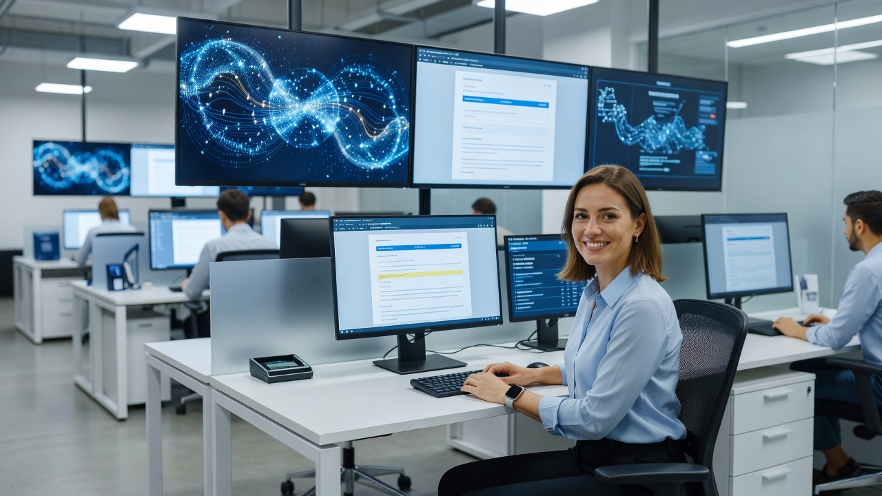 Insurance claims processing with AI automation on digital dashboard